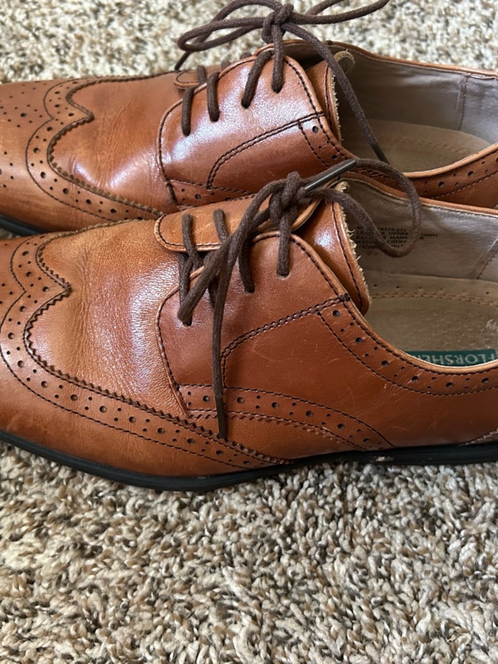 Florsheim Brown Leather Wingtip Derby Oxfords - Picture 2 of 2